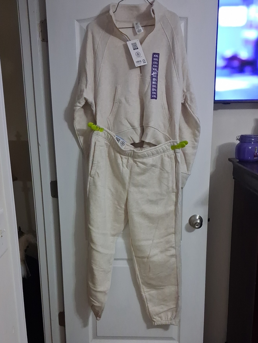 Cream Half-Zip Sweatshirt & Jogger Set